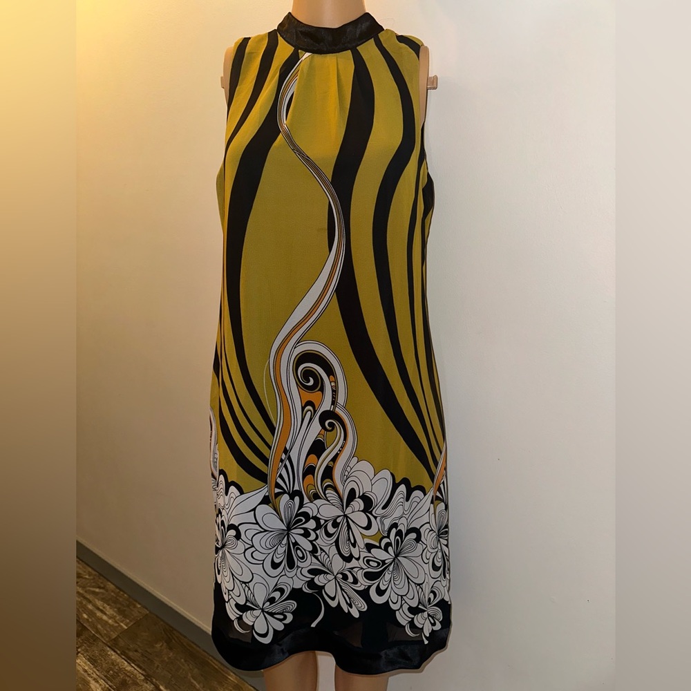 Rabbit Rabbit Rabbit Yellow and Black Midi Dress